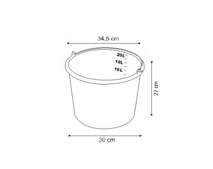 Mäthink 5st, graderad, blandartunna i plast, svart, för vatten till fix, fog, spackel etc