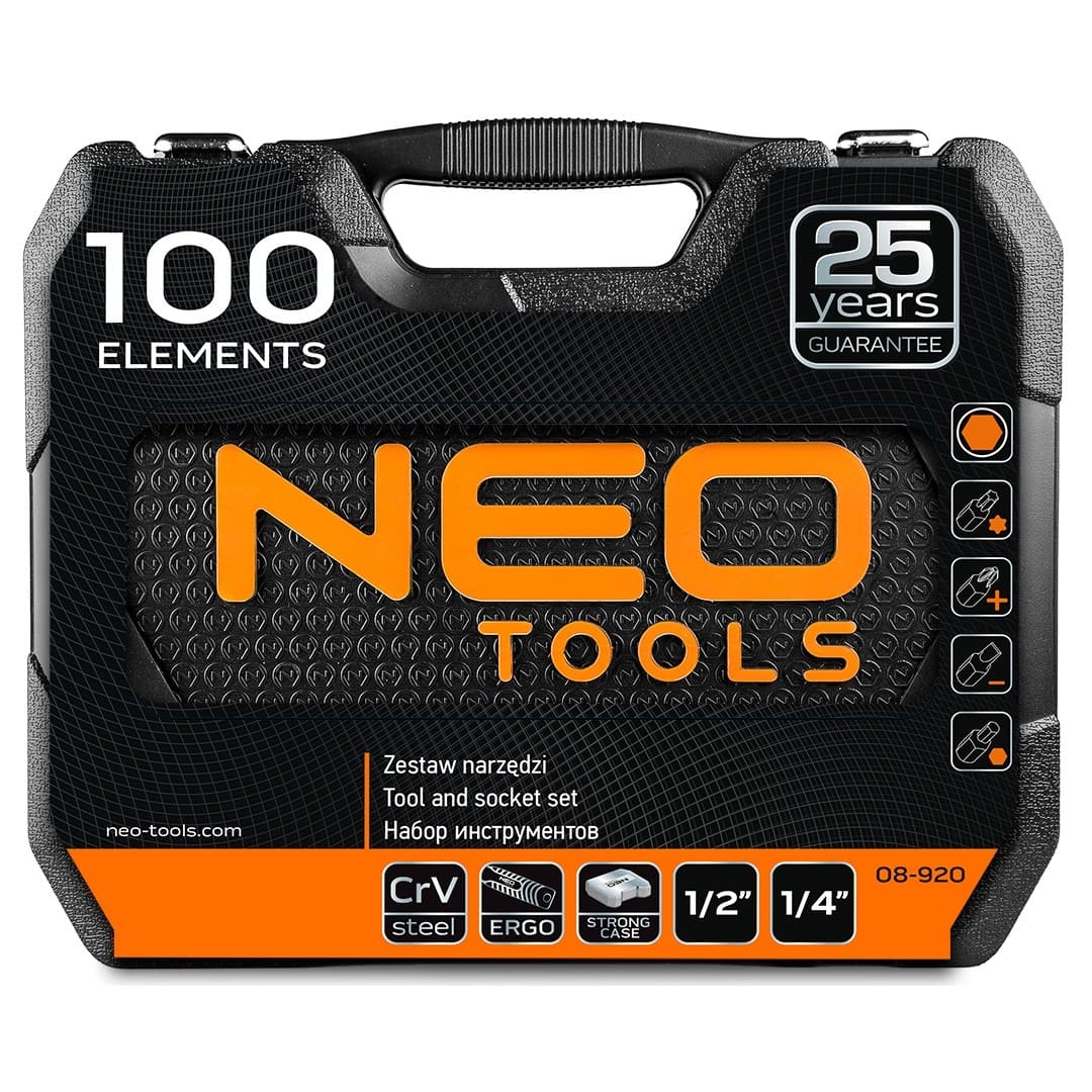 Hylsnyckelsats 100 delar 1/2, 1/4, NeoTools