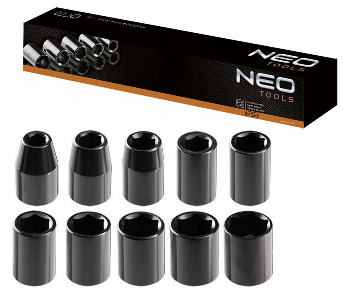 Hylssats 10st. 1/210-24 mm CrV, sexkant, NEO Tools
