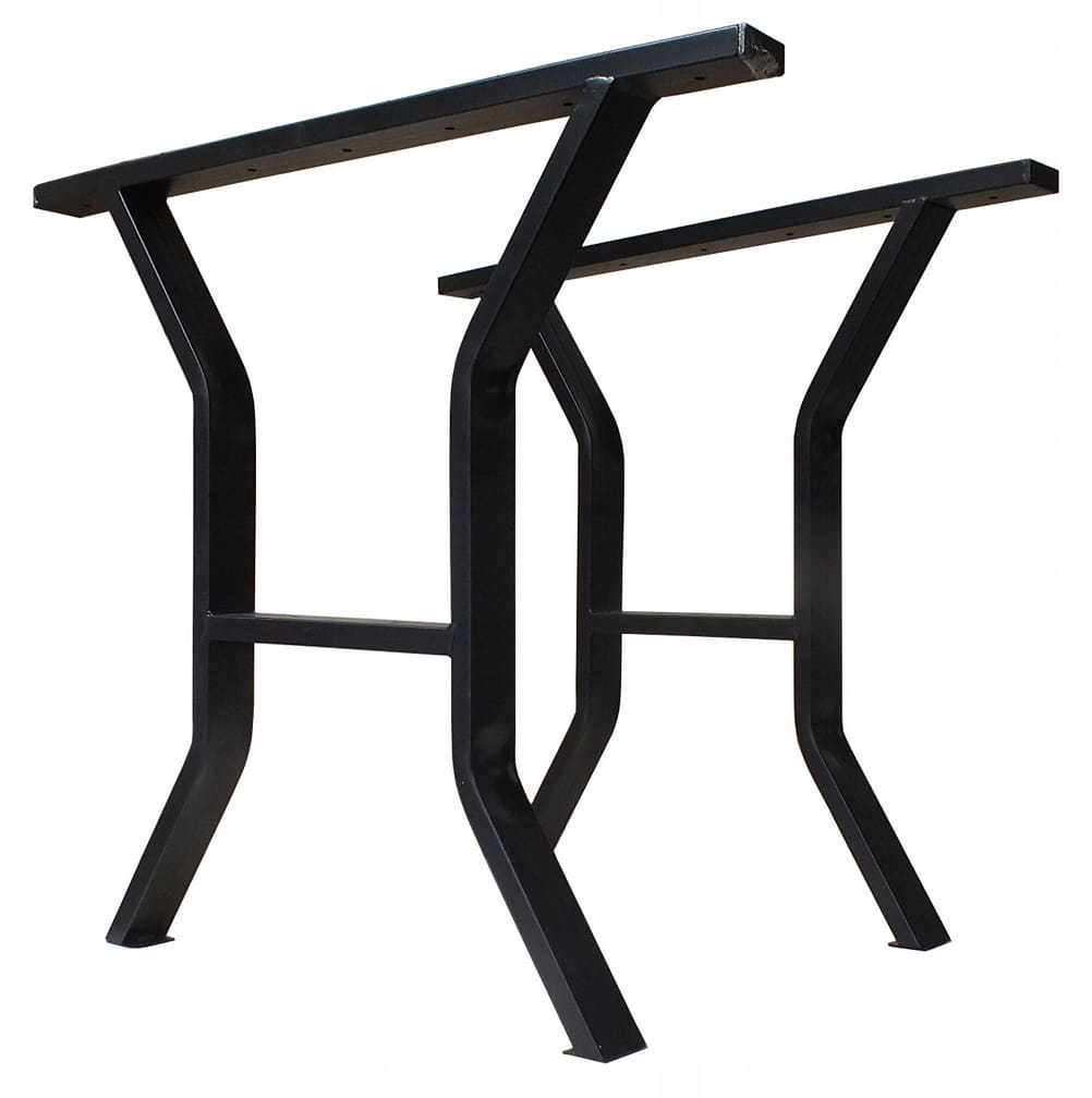 Stålben till bord, 2st svarta pulverlackade massiva, höjd 66 cm, max bred 71 cm