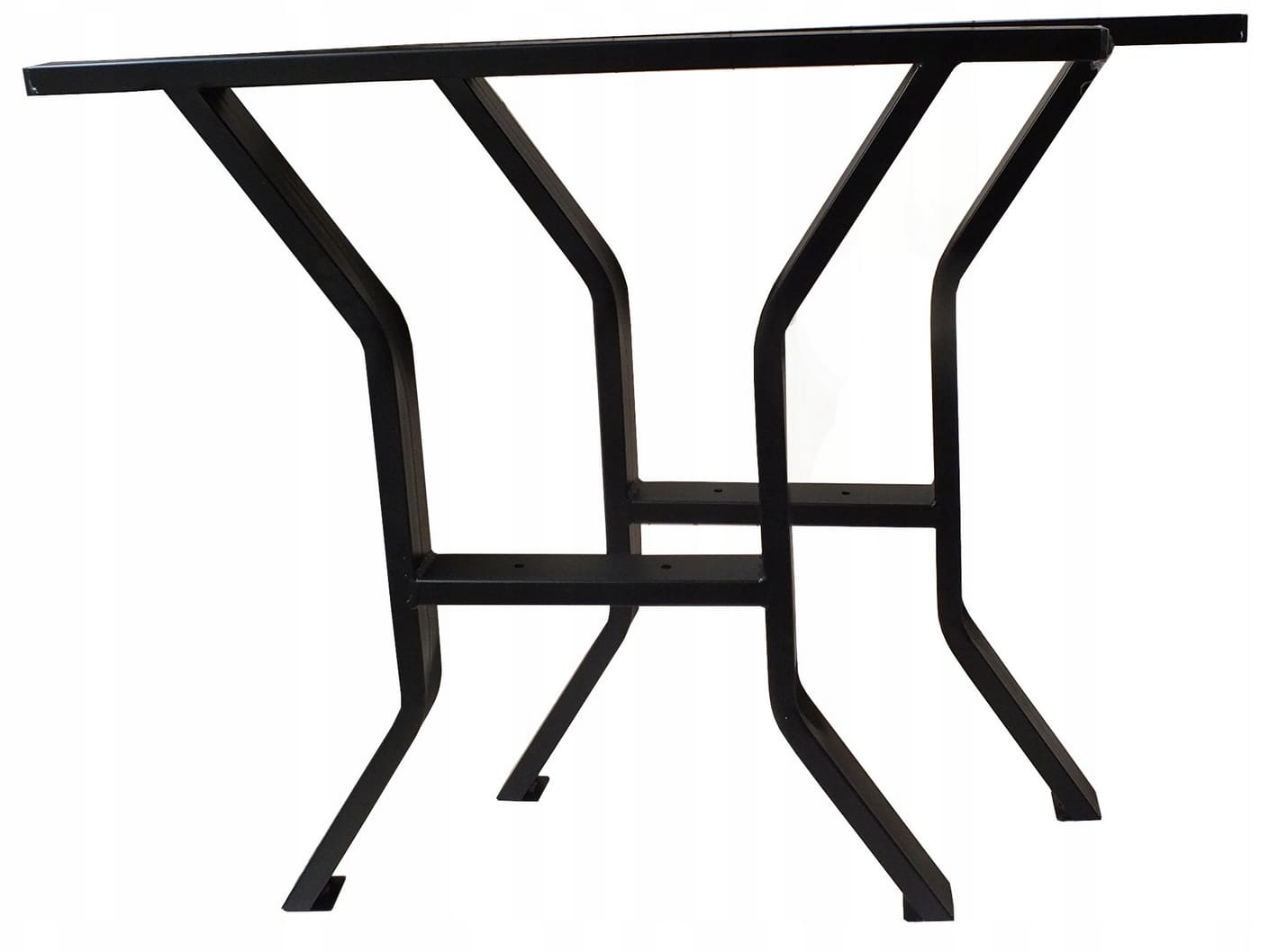 Stålben till bord, 2st svarta pulverlackade massiva, höjd 66 cm, max bred 71 cm