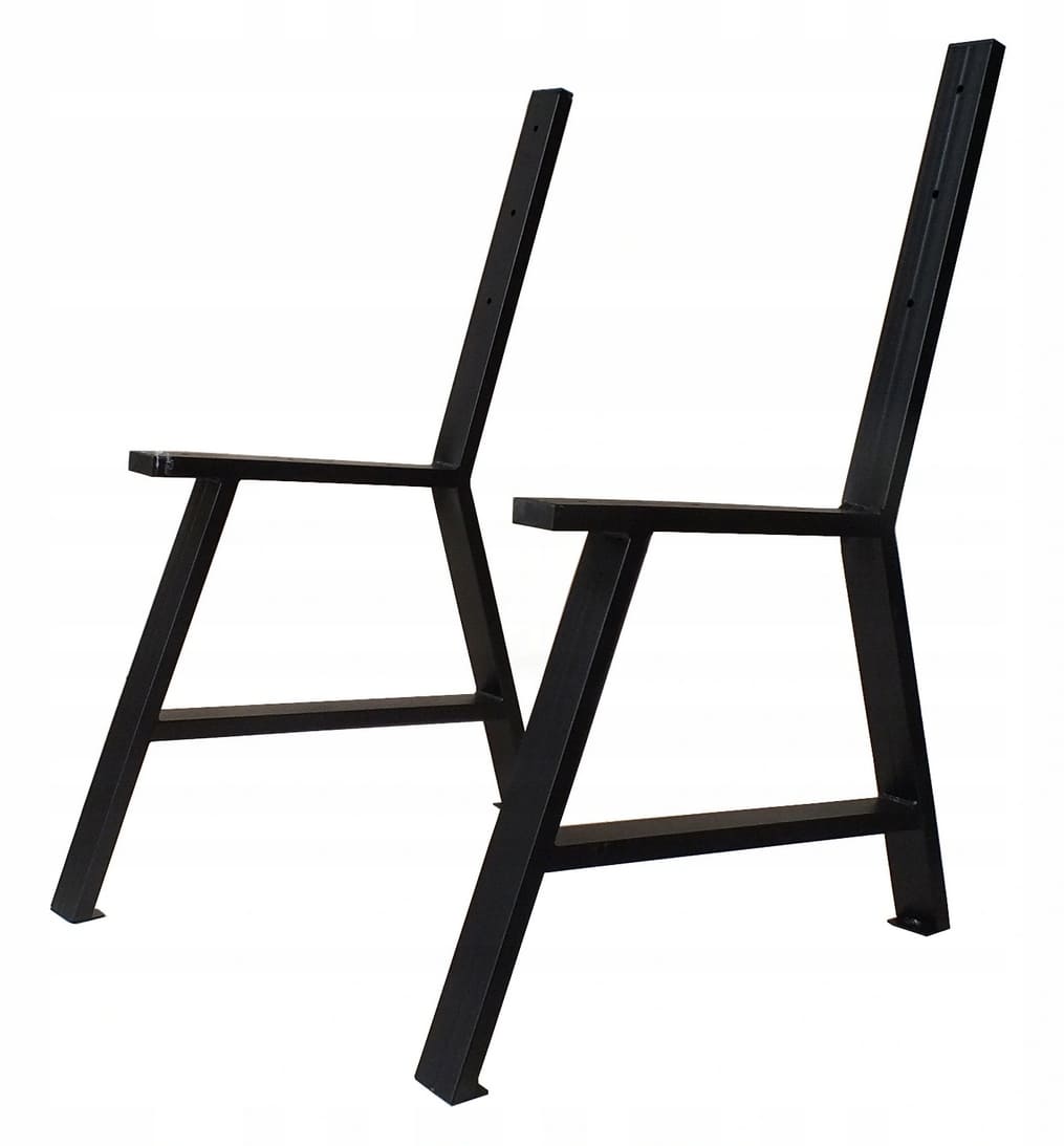 Stålben till parkbänk, sittbänk, 2st svarta pulverlackade massiva, sitthöjd 44 cm, totalhöjd 85 cm