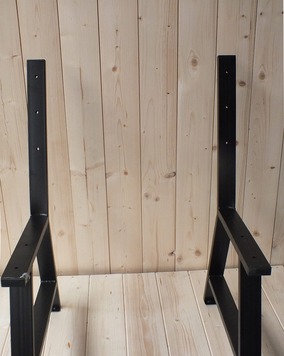 Stålben till parkbänk, sittbänk, 2st svarta pulverlackade massiva, sitthöjd 44 cm, totalhöjd 85 cm