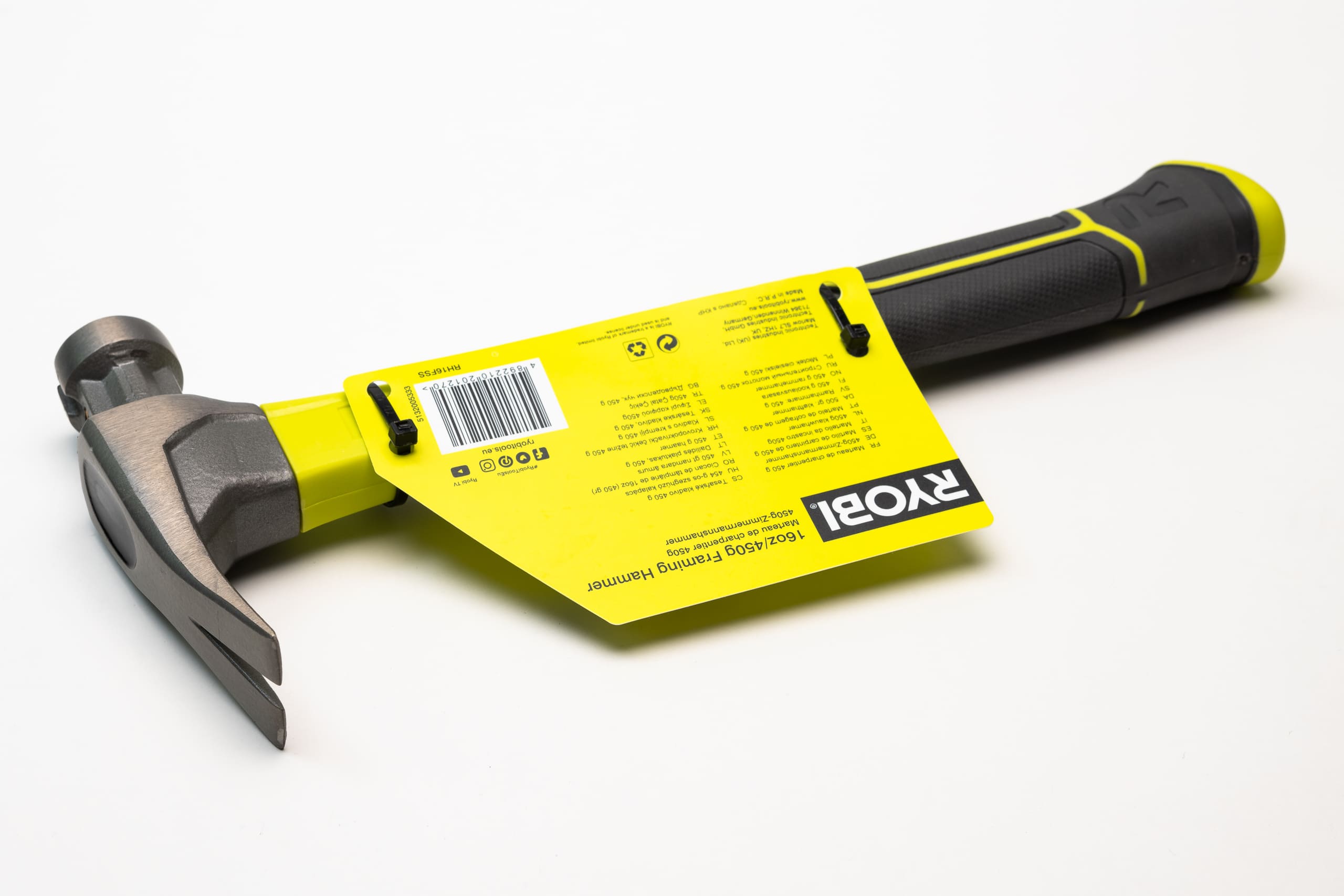 Claw Hammer, Magnetic Framing Hammer 450G, Steel Ruber Handle, Ryobi