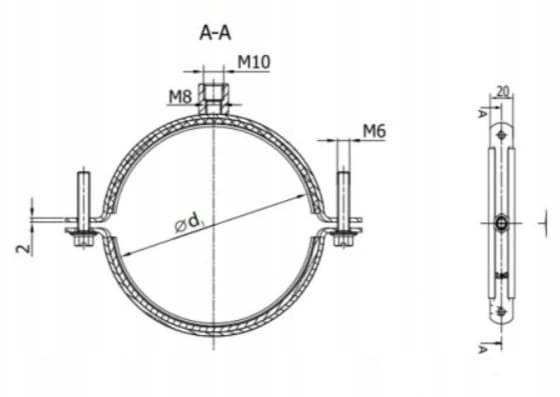 Slangklammer, ring 355 mm för montering av ventilationsrör, flexrör m.m.