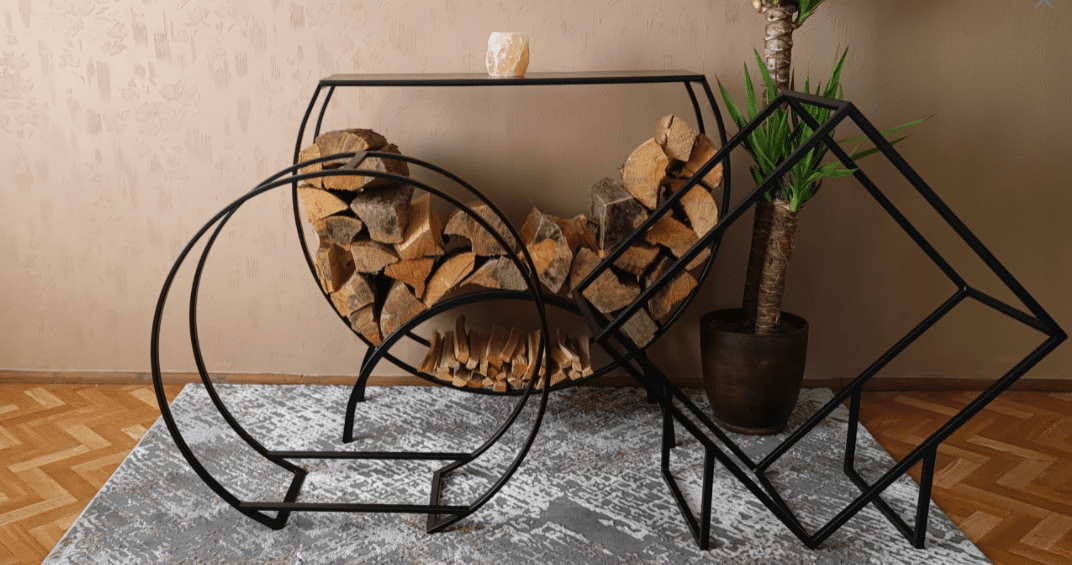 Vedhylla svart halvrund 96 x 30 x 84 cm, LOFT HQ