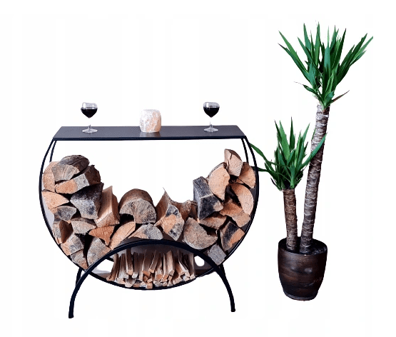 Vedhylla svart halvrund 96 x 30 x 84 cm, LOFT HQ