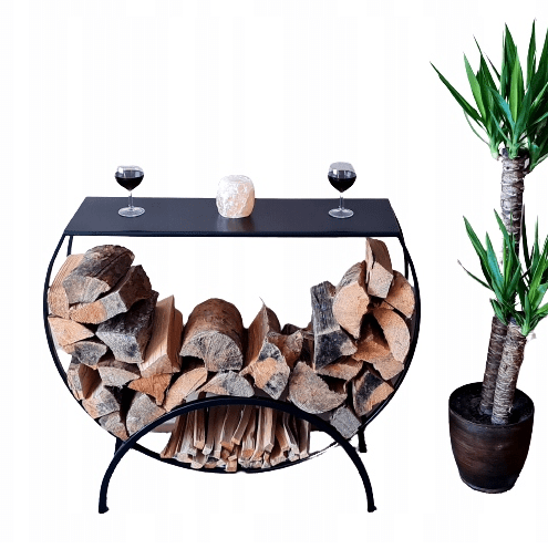 Vedhylla svart halvrund 96 x 30 x 84 cm, LOFT HQ