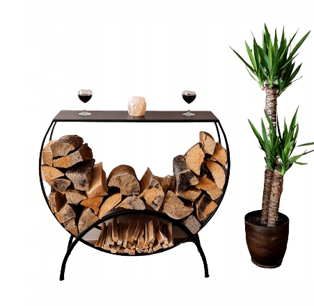 Vedhylla svart halvrund 96 x 30 x 84 cm, LOFT HQ
