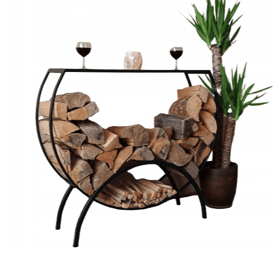 Vedhylla svart halvrund 96 x 30 x 84 cm, LOFT HQ