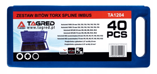 Nycklar TORX SPLINE HEX 40 delar, CrV, Tagred