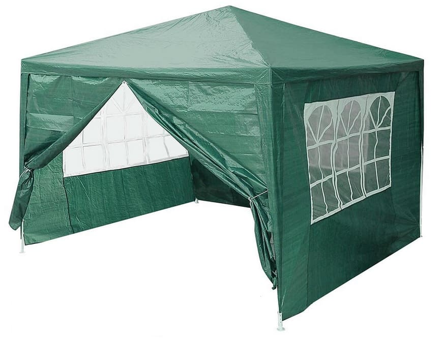 Paviljong 3 x 3m, 4 väggar med plastfönster (tält, trädgårdstält, partytält), olika färger