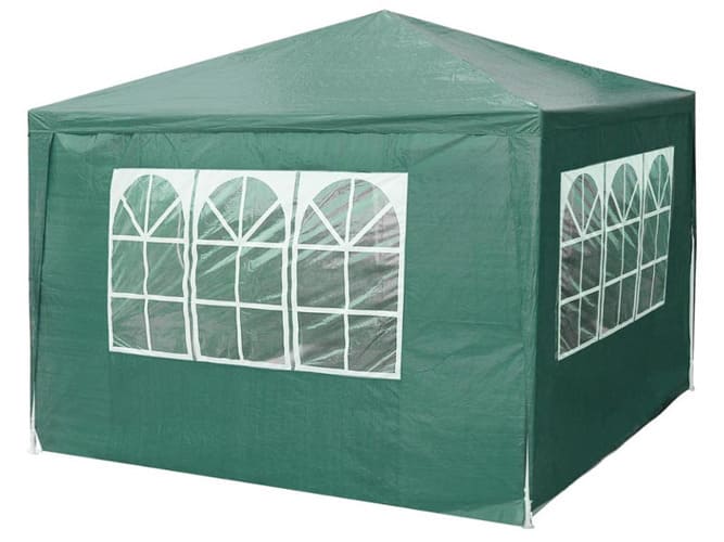 Paviljong 3 x 3m, 4 väggar med plastfönster (tält, trädgårdstält, partytält), olika färger