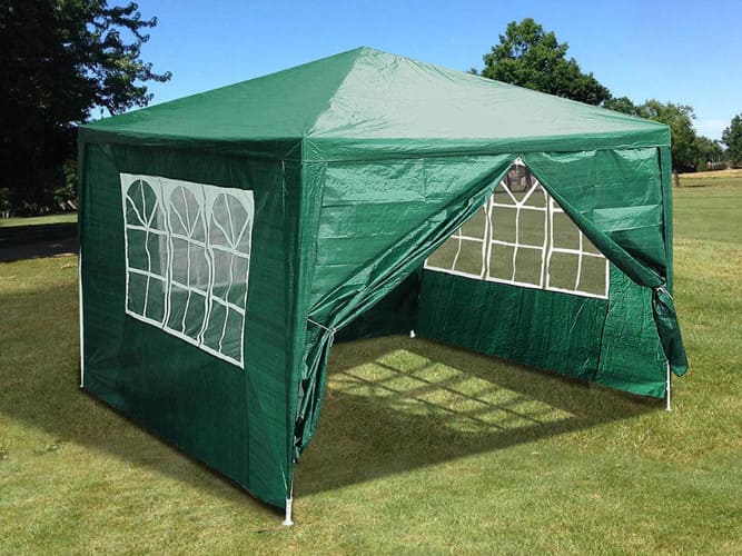 Paviljong 3 x 3m, 4 väggar med plastfönster (tält, trädgårdstält, partytält), olika färger