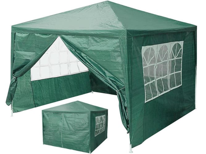 Paviljong 3 x 3m, 4 väggar med plastfönster (tält, trädgårdstält, partytält), olika färger