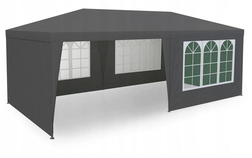Paviljong 3 x 6m, 4 väggar med plastfönster (tält, trädgårdstält, partytält), olika färger