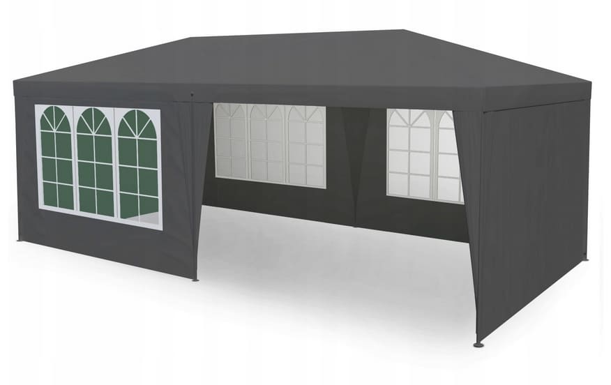 Paviljong 3 x 6m, 4 väggar med plastfönster (tält, trädgårdstält, partytält), olika färger