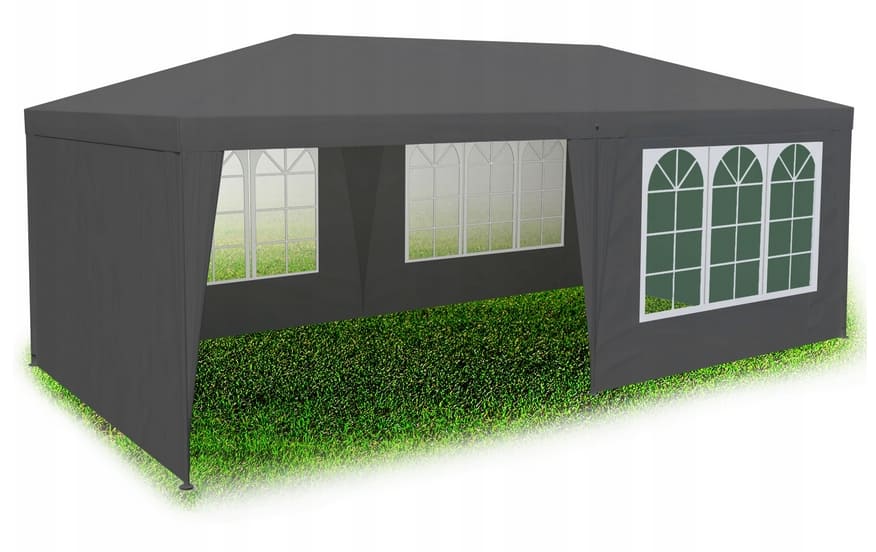 Paviljong 3 x 6m, 4 väggar med plastfönster (tält, trädgårdstält, partytält), olika färger
