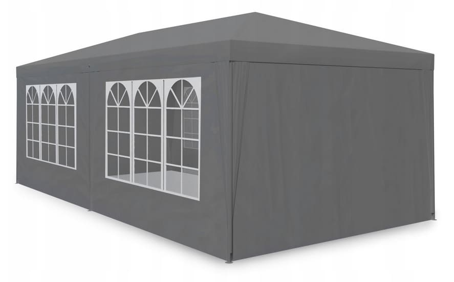Paviljong 3 x 6m, 4 väggar med plastfönster (tält, trädgårdstält, partytält), olika färger