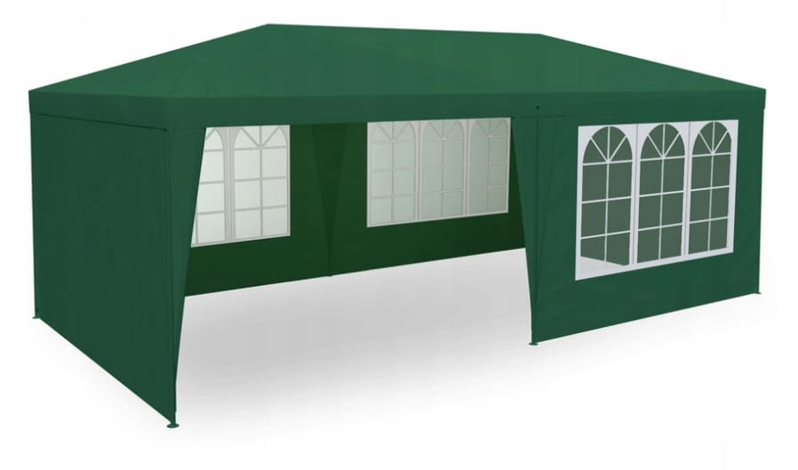 Paviljong 3 x 6m, 4 väggar med plastfönster (tält, trädgårdstält, partytält), olika färger