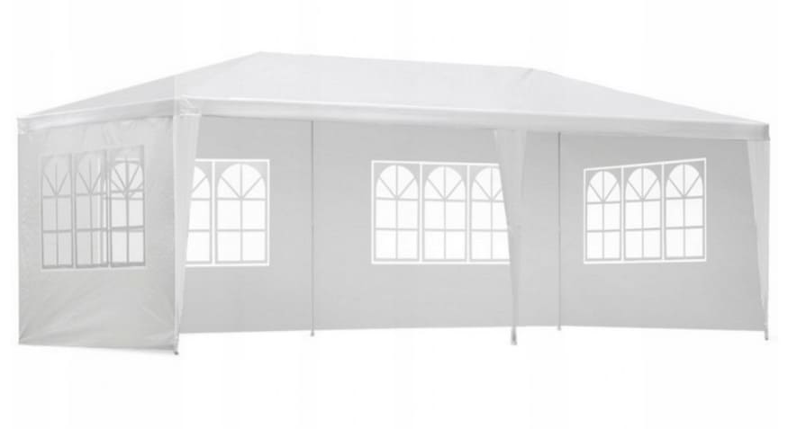 Paviljong 3 x 6m, 4 väggar med plastfönster (tält, trädgårdstält, partytält), olika färger
