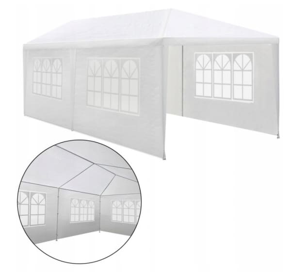 Paviljong 3 x 6m, 4 väggar med plastfönster (tält, trädgårdstält, partytält), olika färger