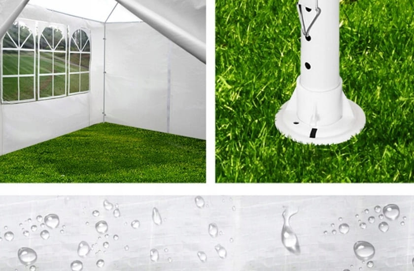 Paviljong 3 x 6m, 4 väggar med plastfönster (tält, trädgårdstält, partytält), olika färger