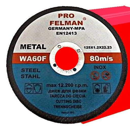 Kapskiva för metall 50st 125 x 1.2 x 22 T41 A, INOX, 80m/s (12200 RPM), Felman Blauflex