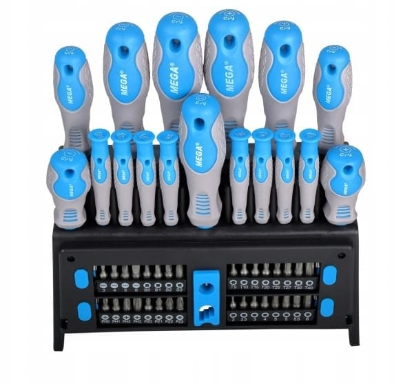Screwdrivers and Bits, Large set of 50 Pieces, Magnetic, CRV, SOFT TOUCH, Mega