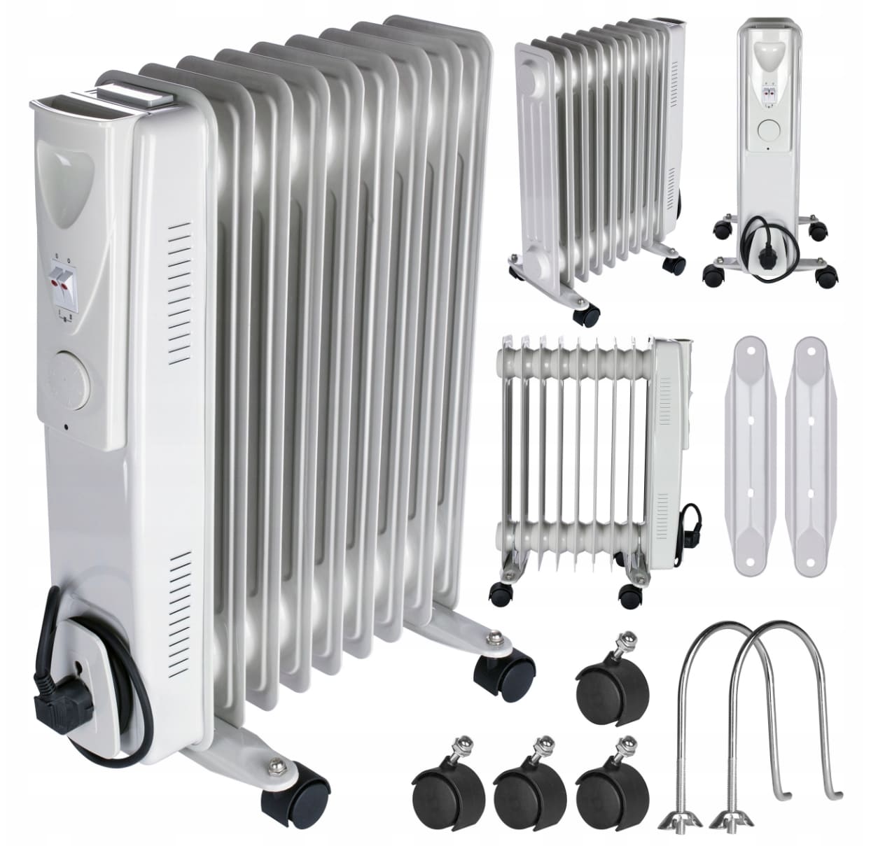 Oljeelement 2000W-3000W med termostat, hjul, 230V, Volt