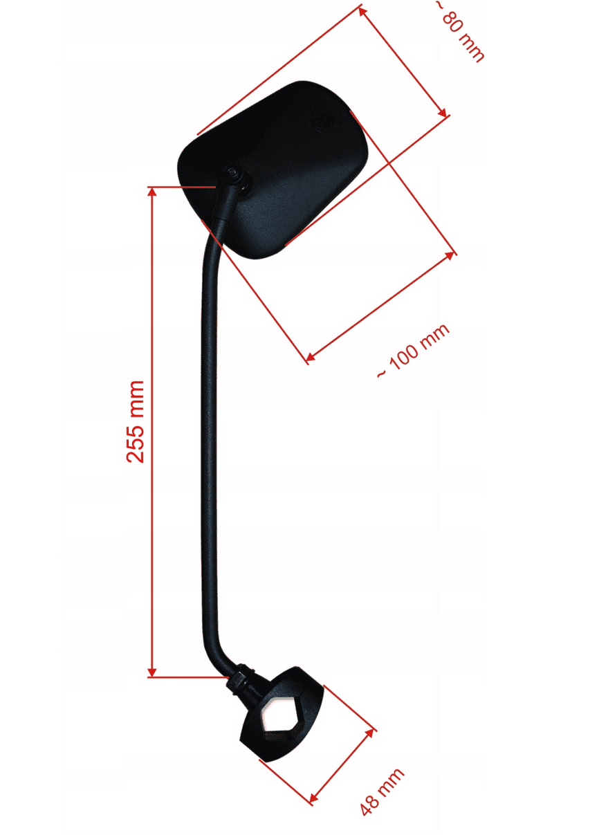 Bicycle Rearview Mirror with 25 cm Long Arm, AJS Plus