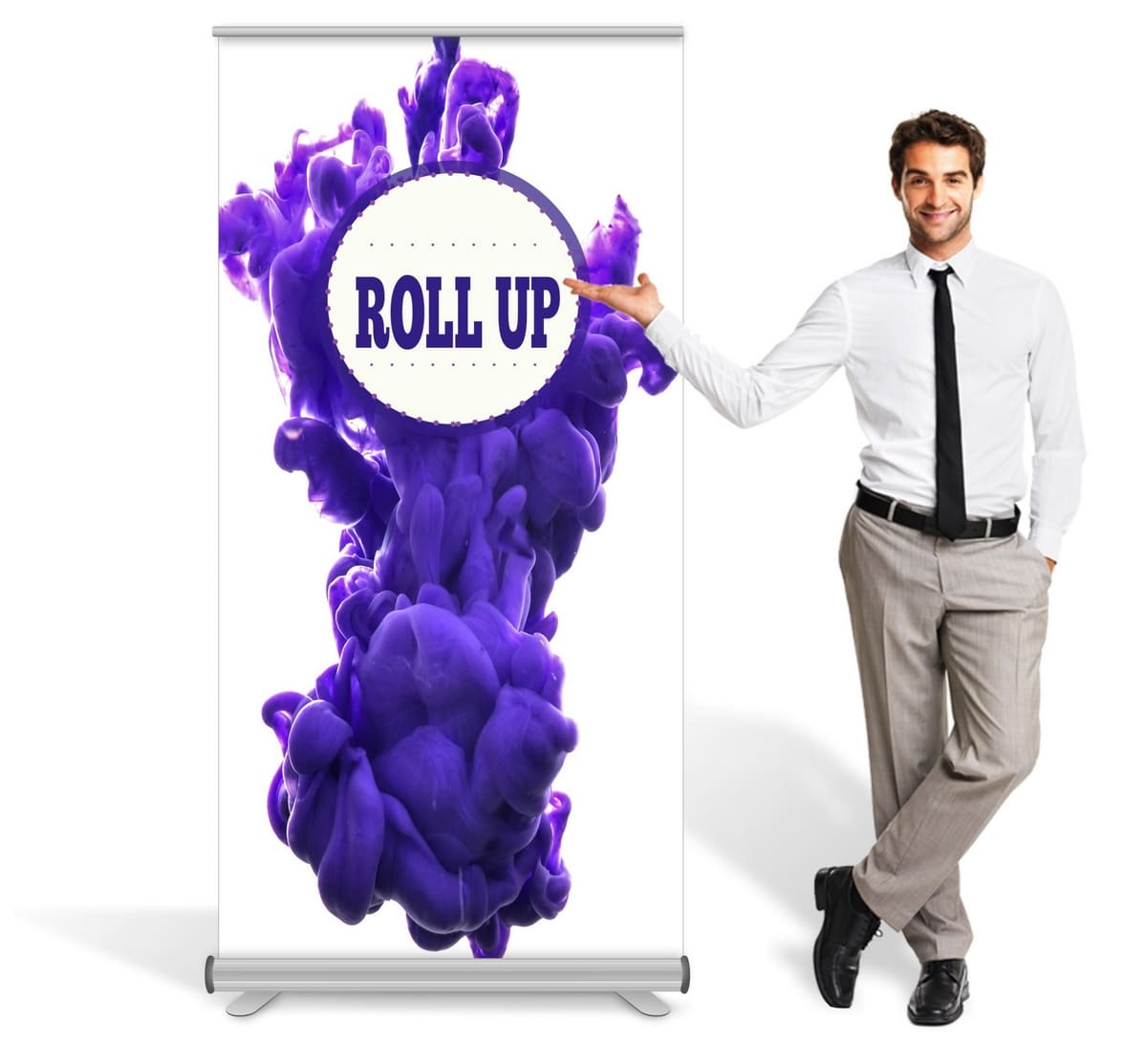 RollUp 85 x 200 cm, bildkasset, väska, eget tryck på, eko-vänligt 1440dpi