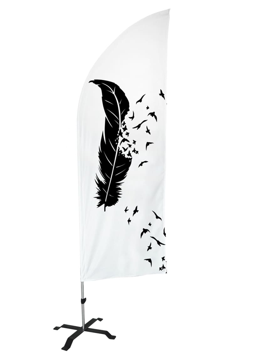Reklamflaggor, beachflagga med mast och tryck på 260 x 60 cm