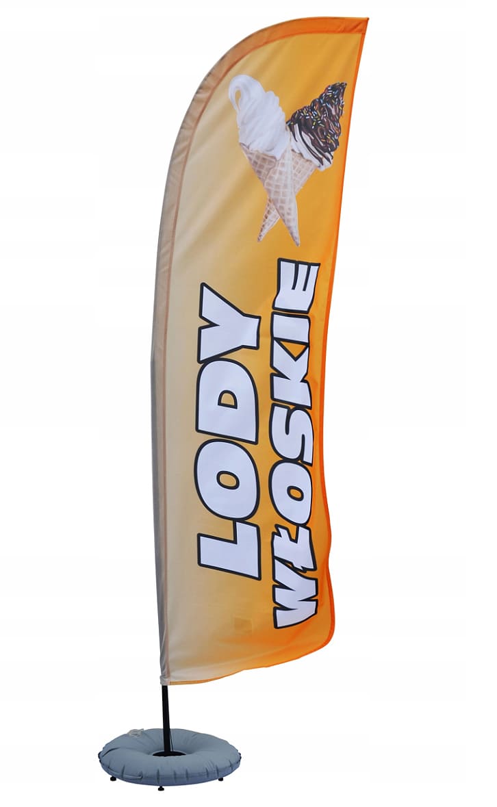 Reklamflaggor, beachflagga med mast och tryck på 260 x 60 cm