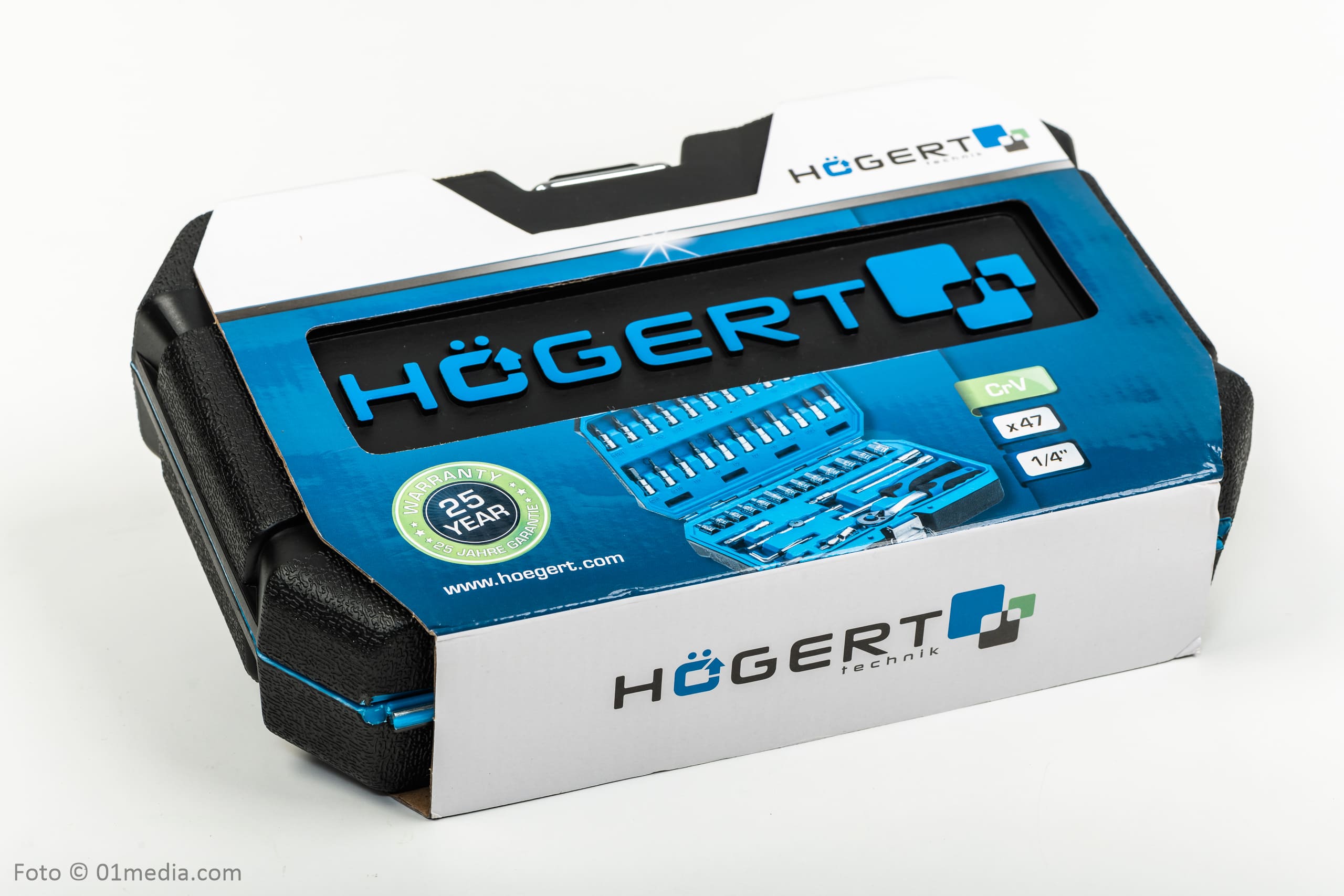 Bits, hylsor och tillbehör 1/4 sats med 46 delar, Högert