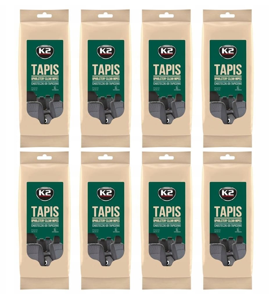 Effective cleaning wipes for fabric upholstery, 8 x 24 pcs, Exotic maracuja scent, K2 Tapis Wipes