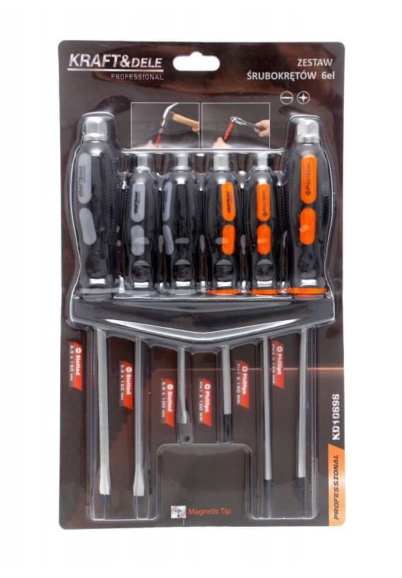 6-Piece Screwdriver set, Magnetic, SOFT TOUCH, Kraft & Dele