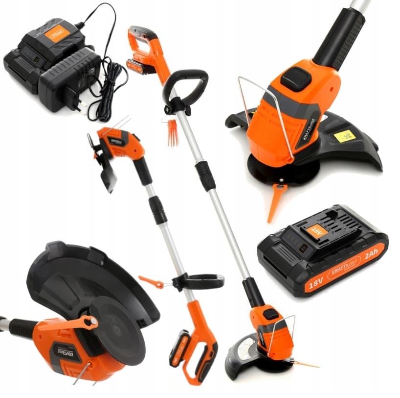 Grass trimmer, battery operated 18V, 2000mAh battery and charger, 26 cm, Kraft & Delle