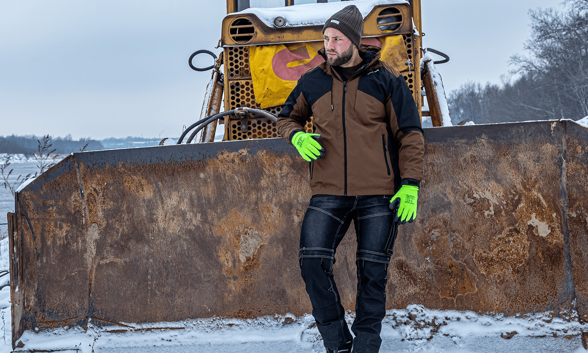 Nitrile Gloves Black-Neon Green, Elastic Gloves, Work Gloves, CE, LAHTI