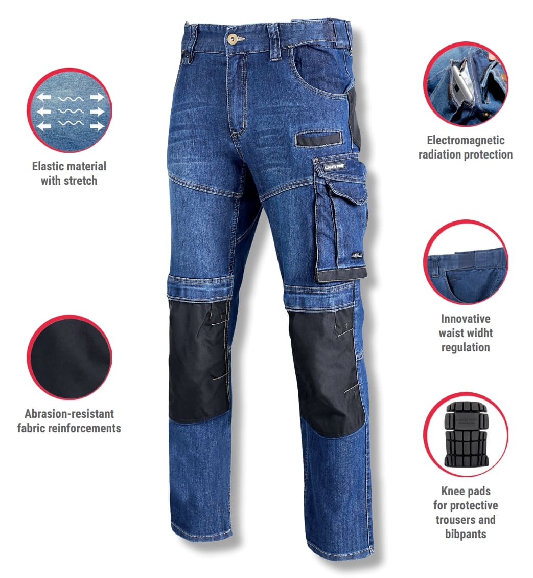 Jeans Trousers with Reinforcements, Blue, CE, LAHTI