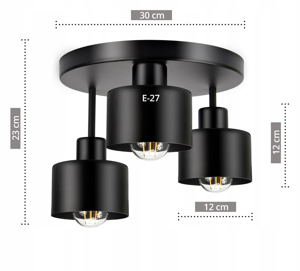 Metal ceiling lamp, Luxolar 382, 3 x E27