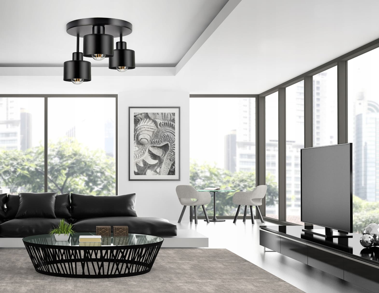 Metal ceiling lamp, Luxolar 382, 3 x E27