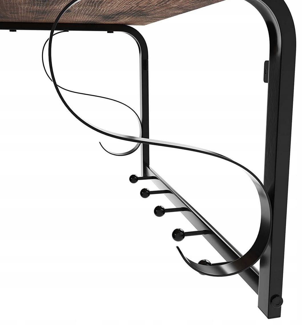 Brown wood and metal hat shelf with hanging hooks, rustic, vintage, 60 x 30 x 31, 7 cm