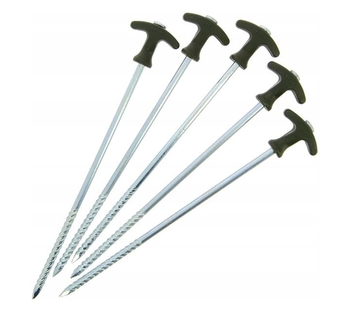 Heavy-duty tent pegs 10pcs (tent stakes), 30 cm long screw-in with handles and strong self-luminous guyline (tent rope) 4 x 3m