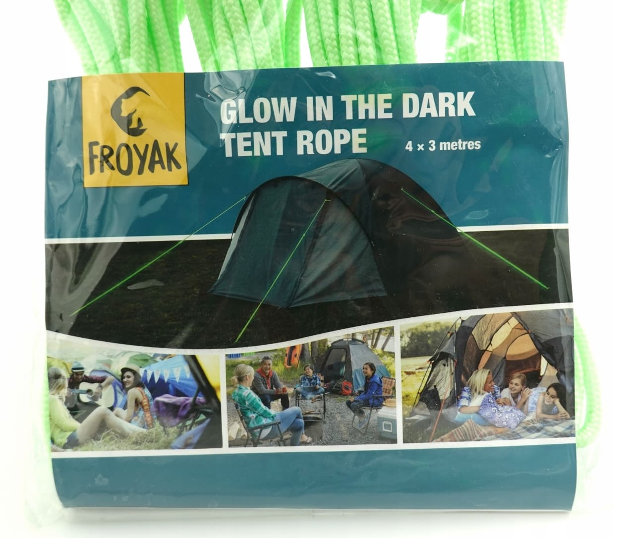 Heavy-duty tent pegs 10pcs (tent stakes), 30 cm long screw-in with handles and strong self-luminous guyline (tent rope) 4 x 3m