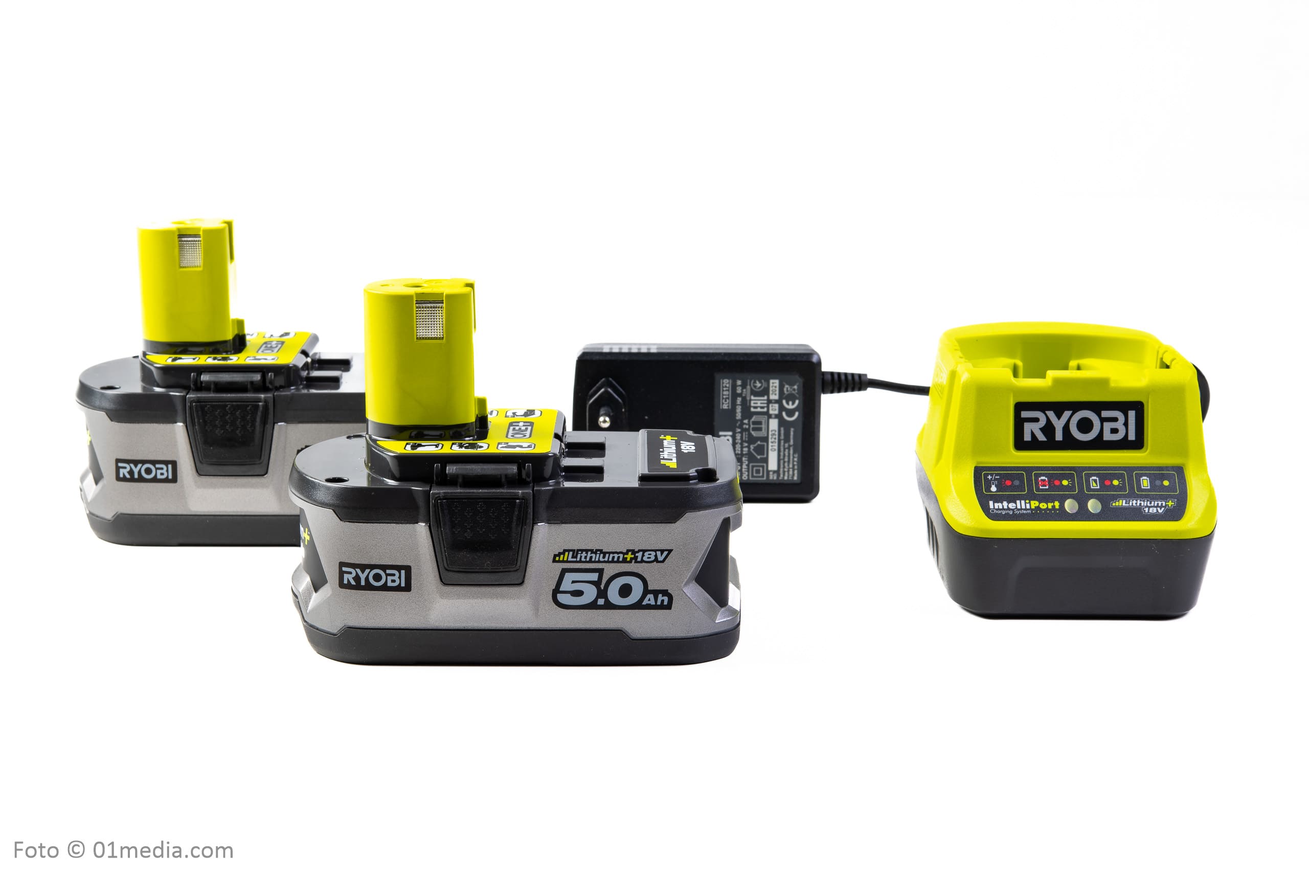 Batteriladdare 18V med 2 st starka batterier 5 Ah för Ryobi One+
