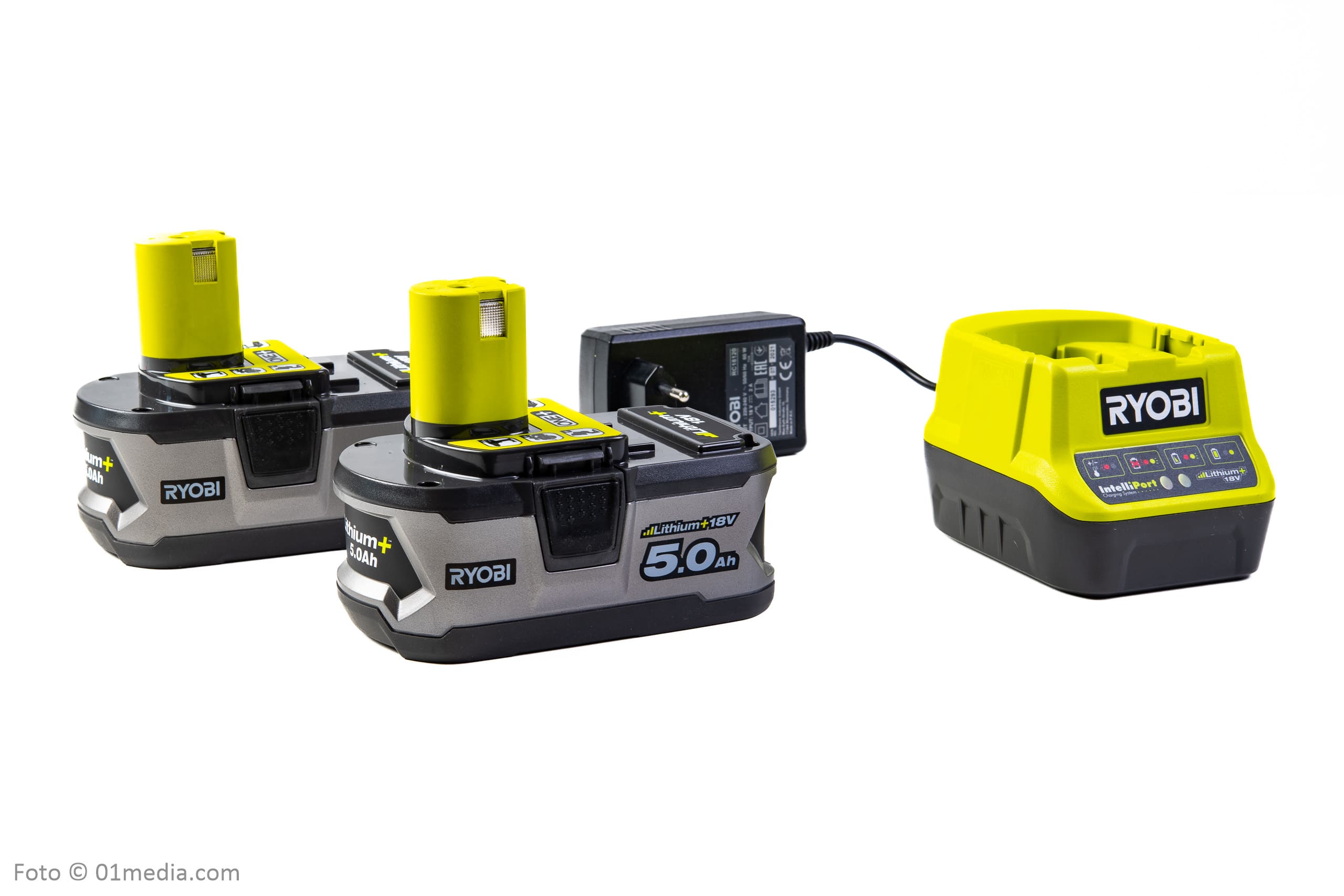 Batteriladdare 18V med 2 st starka batterier 5 Ah för Ryobi One+