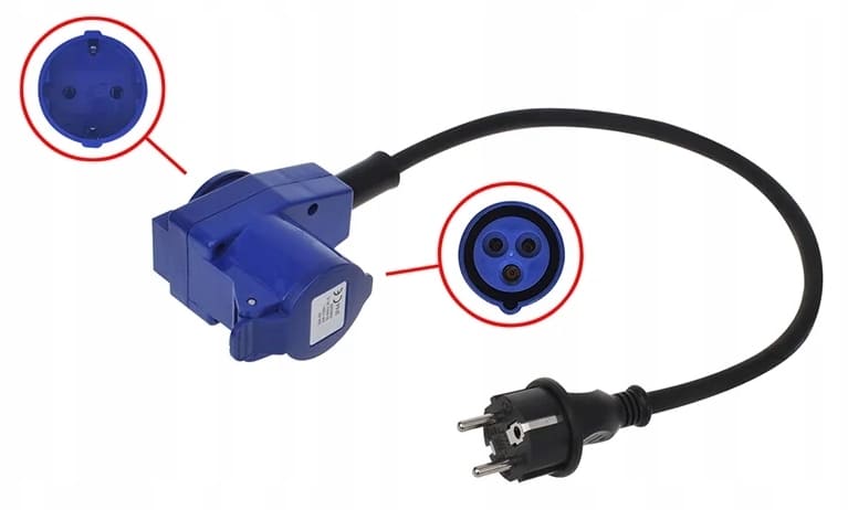 Adapter kabel 40 cm CEE till 230V, 3 x 1, 5 mm², camping