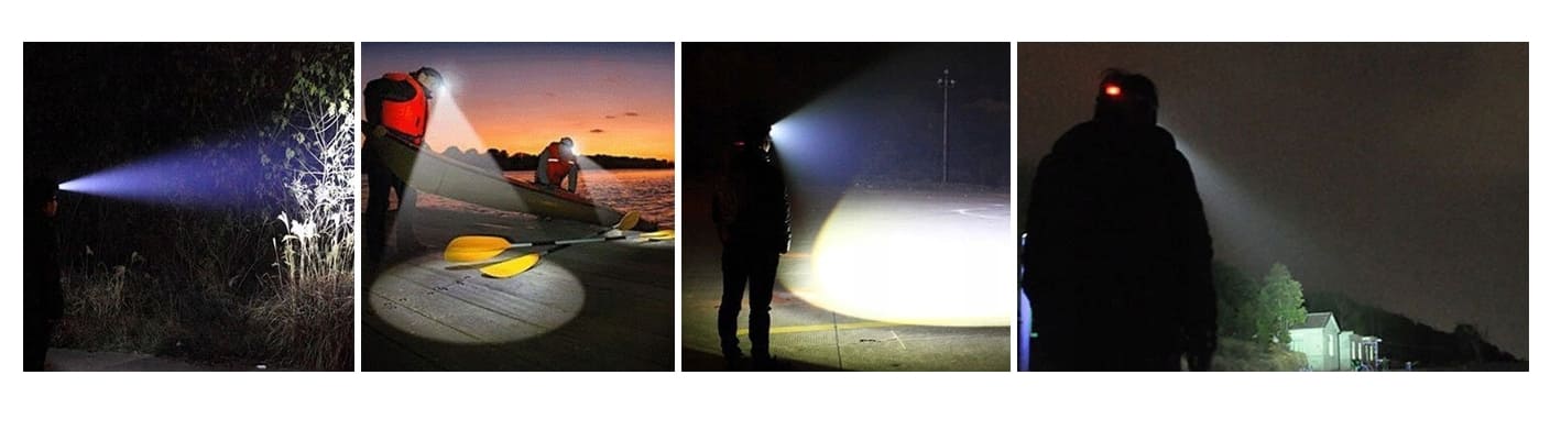 Pannlampa LED 800lm 300m Räckvidd Zoom 3 Lägen Vattentålig Aluminium 90° Vinkel (inkl. 2 laddbara batterier)