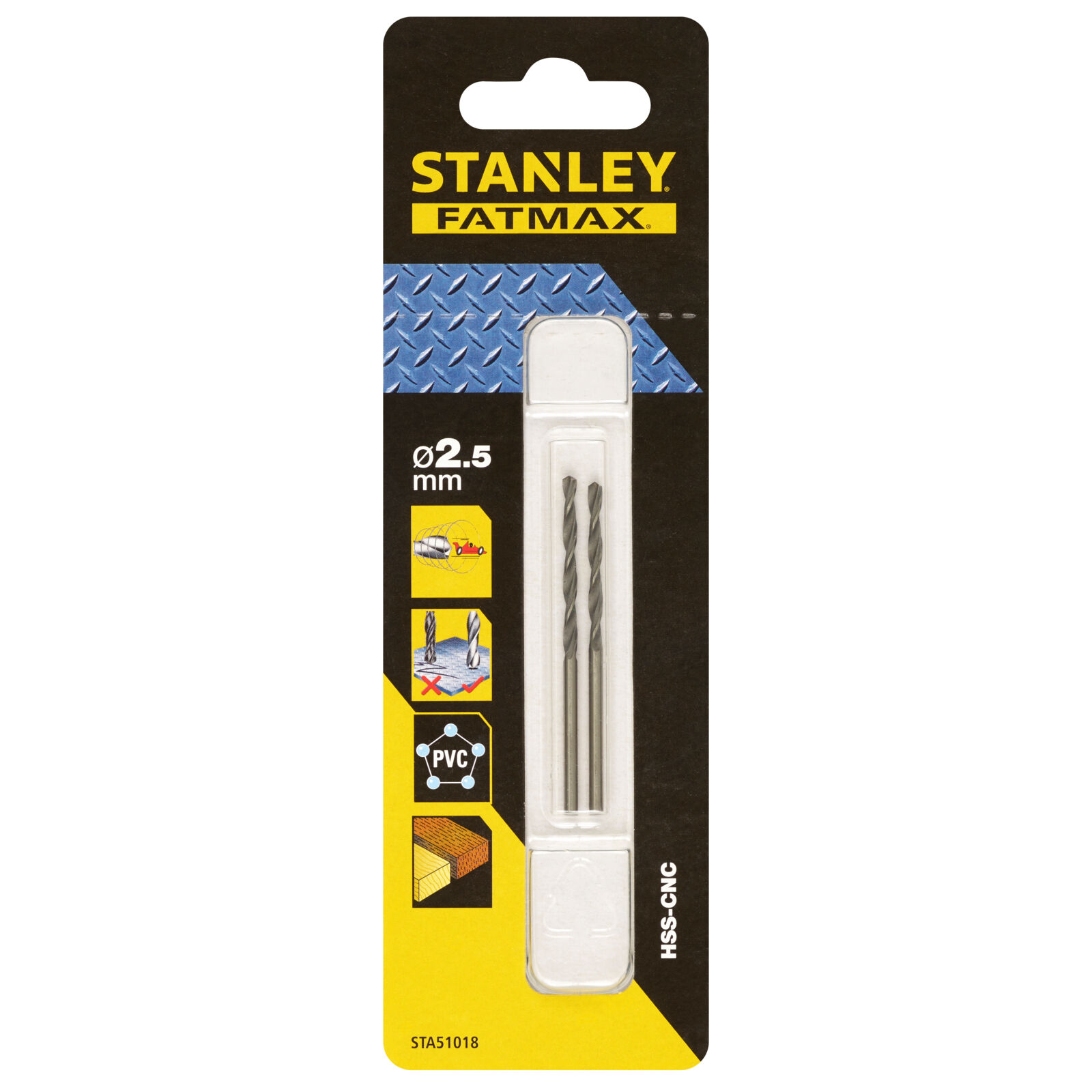Metallborr HSS-CNC 2.5 x 57 mm FAT MAX, STANLEY